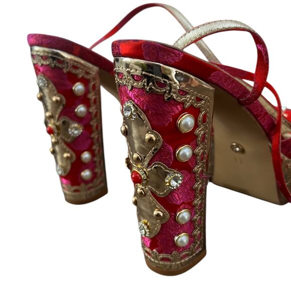 Azalea Wang Aline Platform Sandals in Red – Sz 11 - Picture 10 of 14